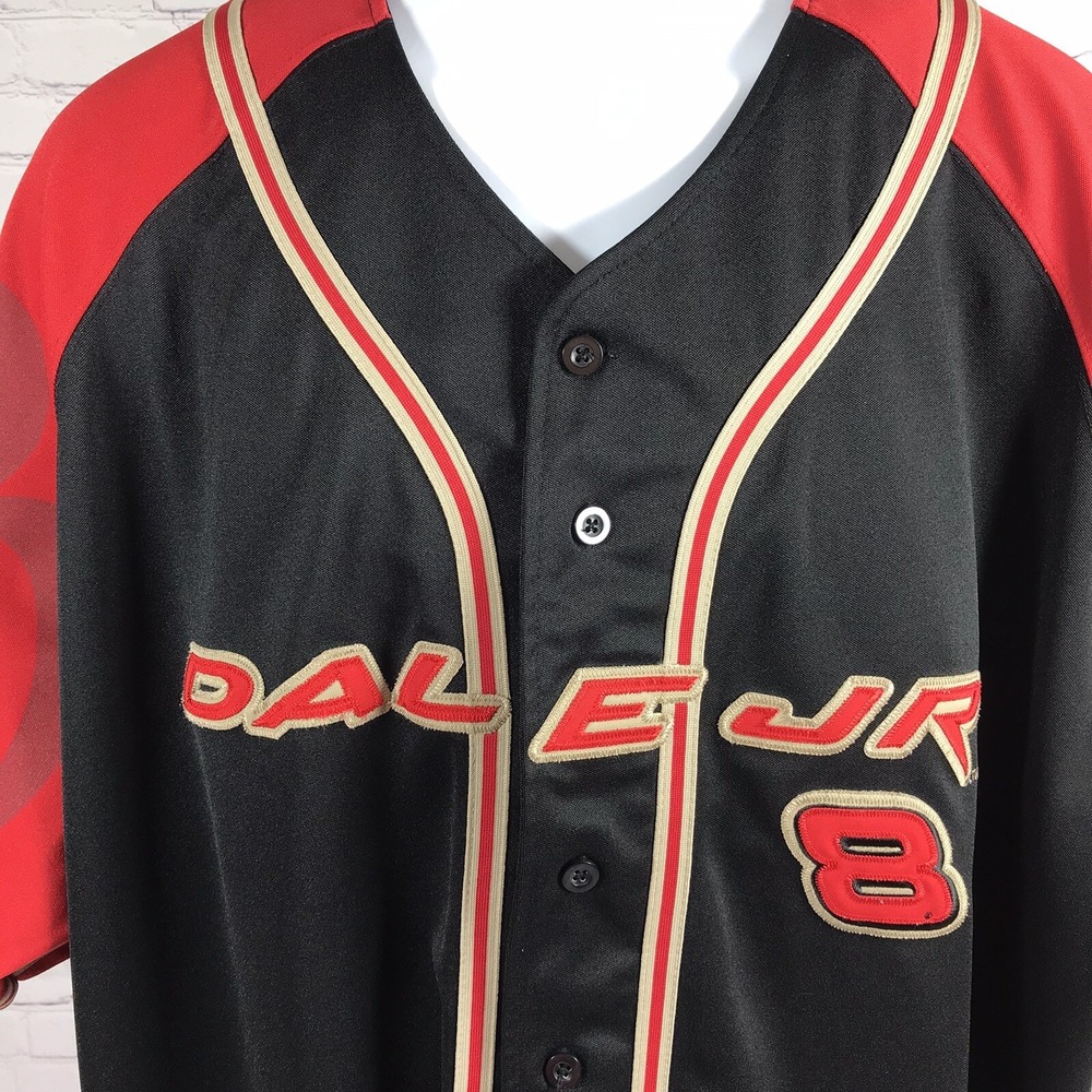 Chase Authentics NASCAR Jersey Shirt Adult 2XL XXL Dale Jr Black Red Button Up